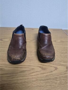 Men's 12D Cabela Genuine Brown Leather Dry Plus Slip-On Mocs Casual Outdoor Work